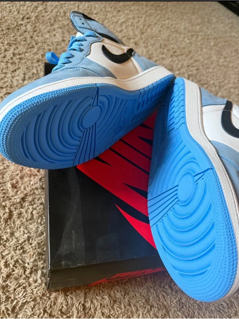 Jordan Men’s High-Top Sneakers in White and Light Blue